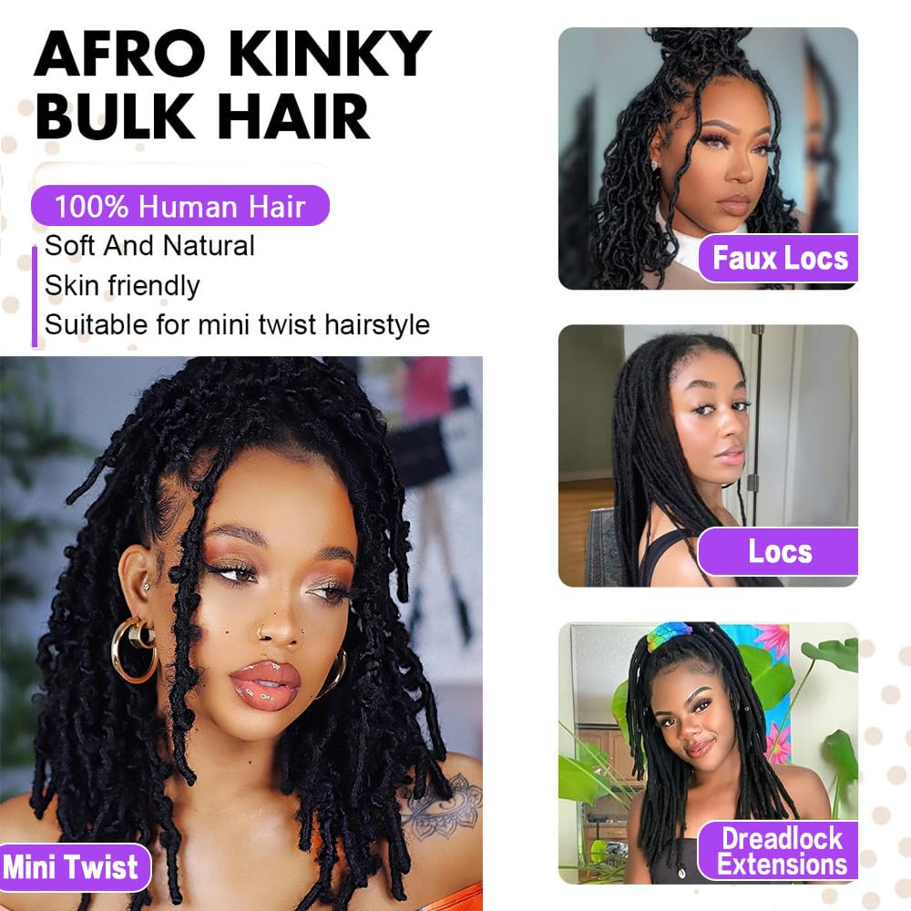 Ypxuda Afro Kinkys bulk hair texture close-up highlighting soft touch for seamless styling.
