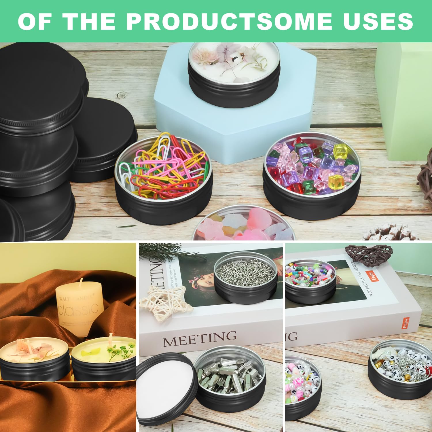 YQ black-lid 2oz tin showcases durability and reuse for home projects.