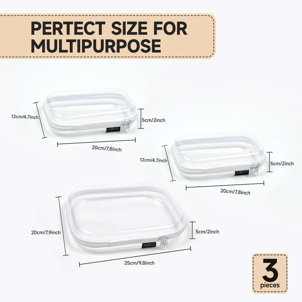 YQBRAO 3-pack clear case front view highlights see-through design for easy checks