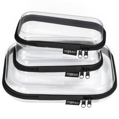 YQBRAO clear hard shell case front view, durable travel storage for essentials.