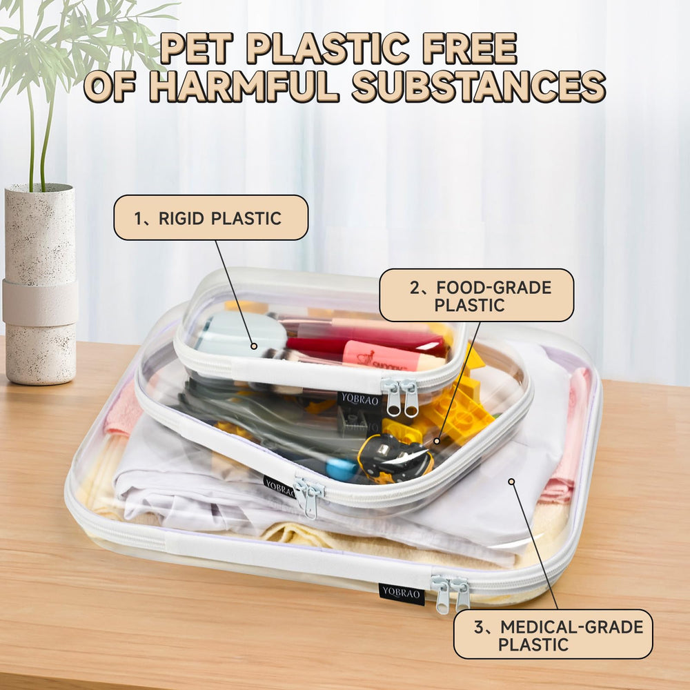 YQBRAO clear hard-shell zipper case emphasizing durability and visibility in storage