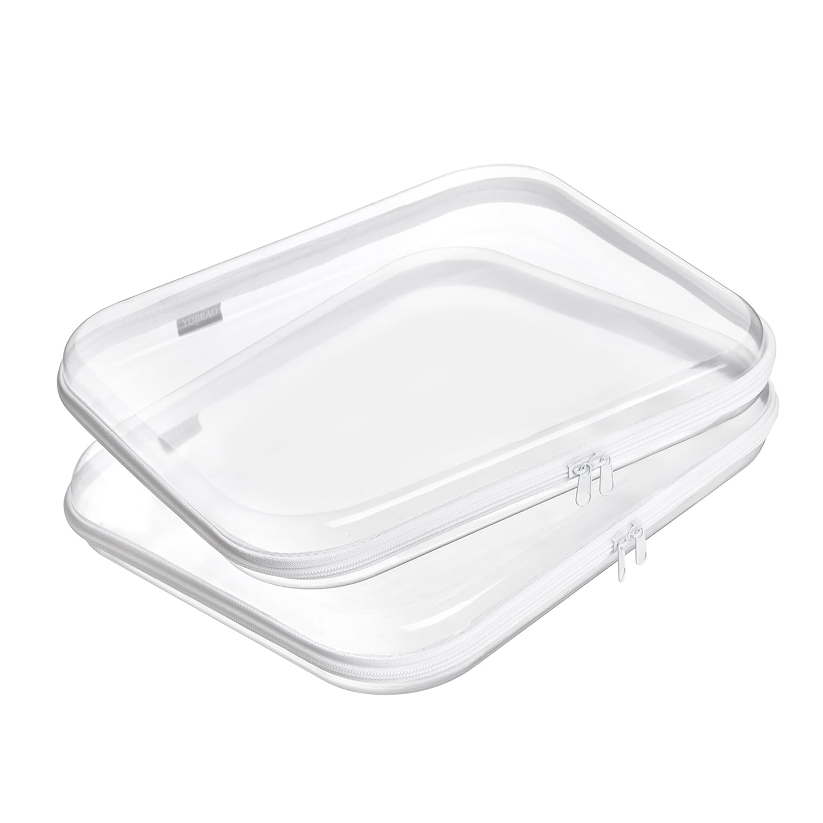 YQBRAO clear hard shell zipper case front view for quick access and organized storage.