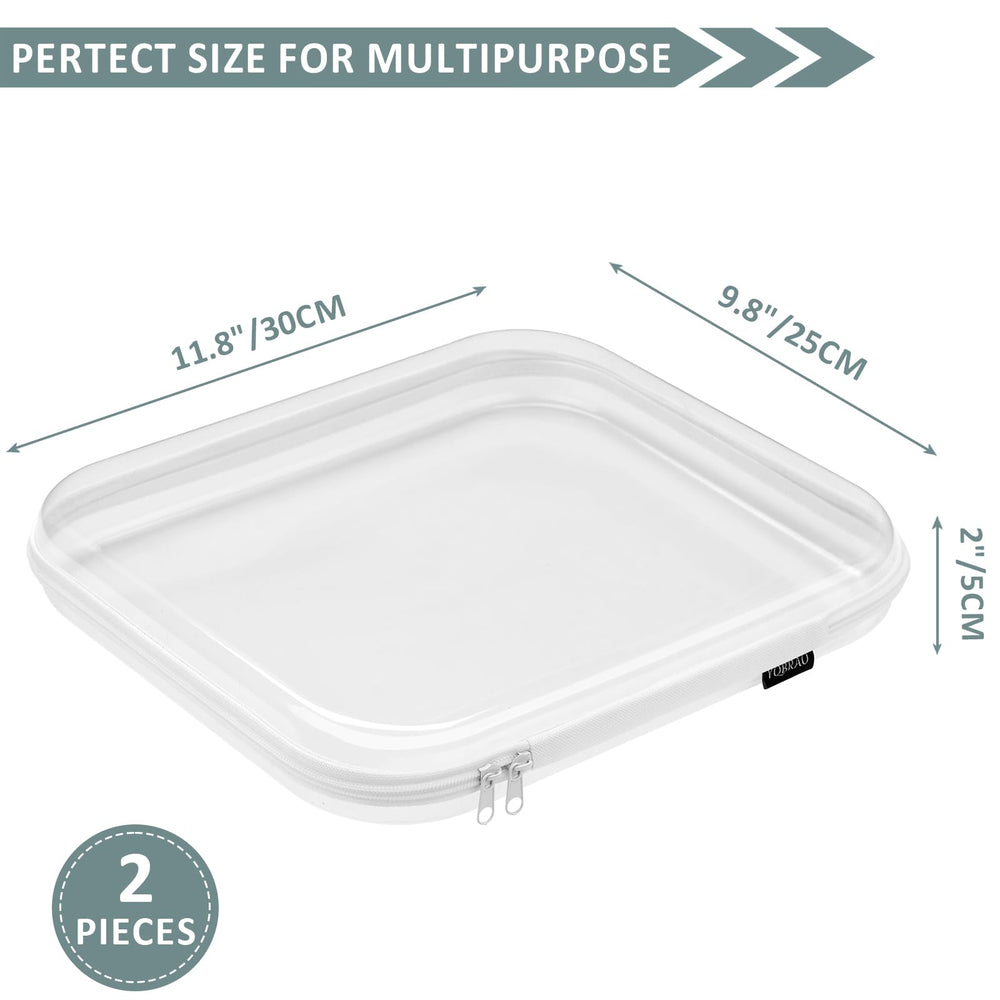 YQBRAO clear hard shell zipper case side view highlighting slim, space-saving profile.