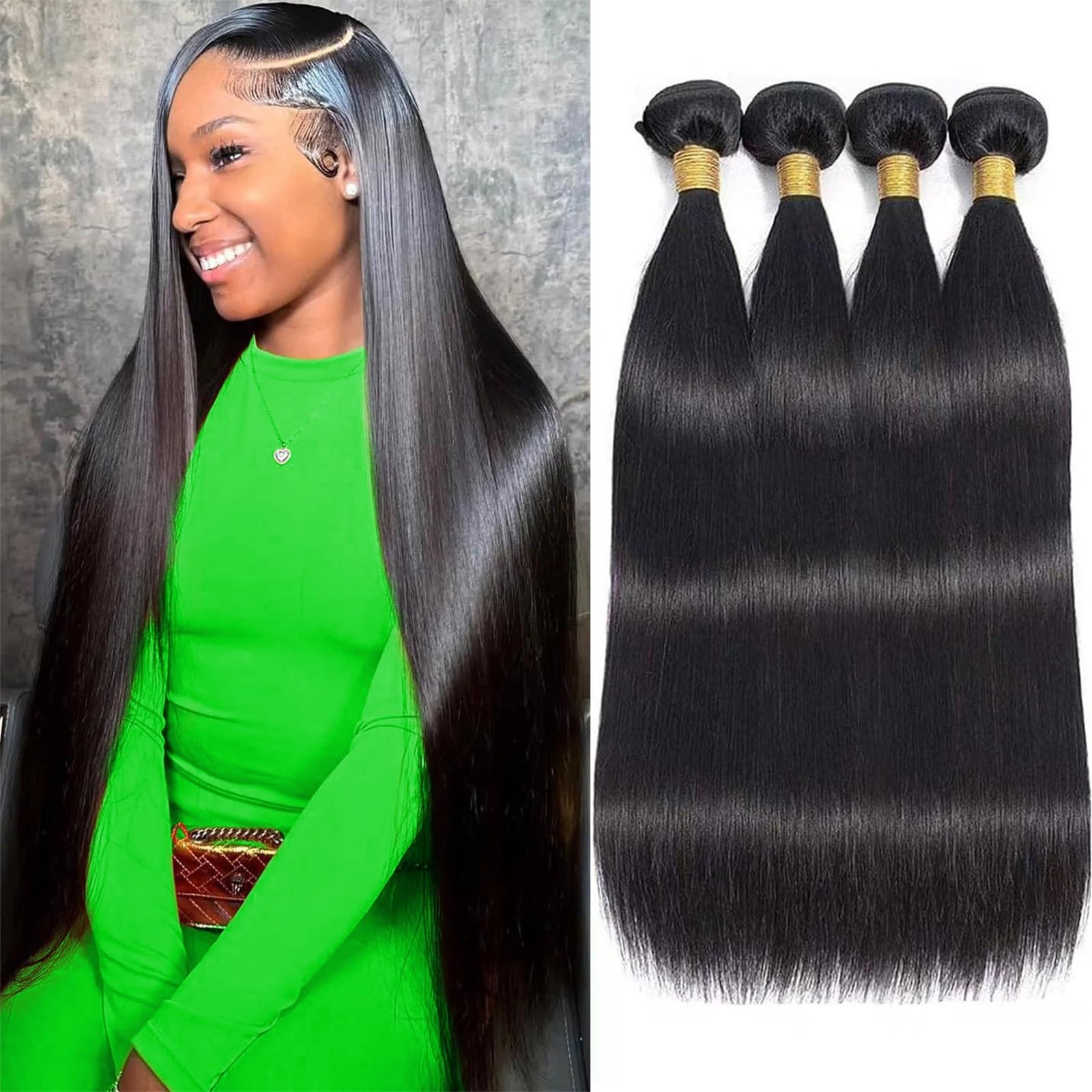 Ysivonu 12A straight bundle 18in closeup highlights natural luster for versatile styling.