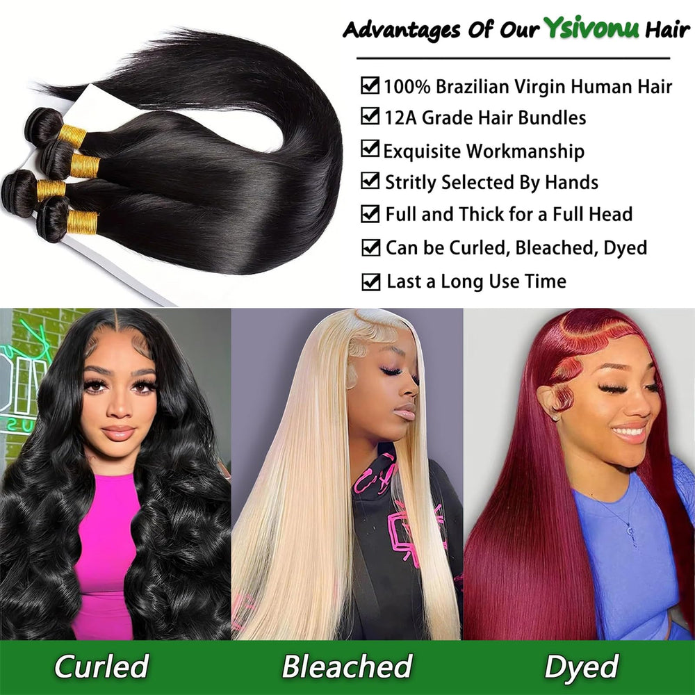Ysivonu 12A straight bundle 22in length offers fuller natural-looking volume.