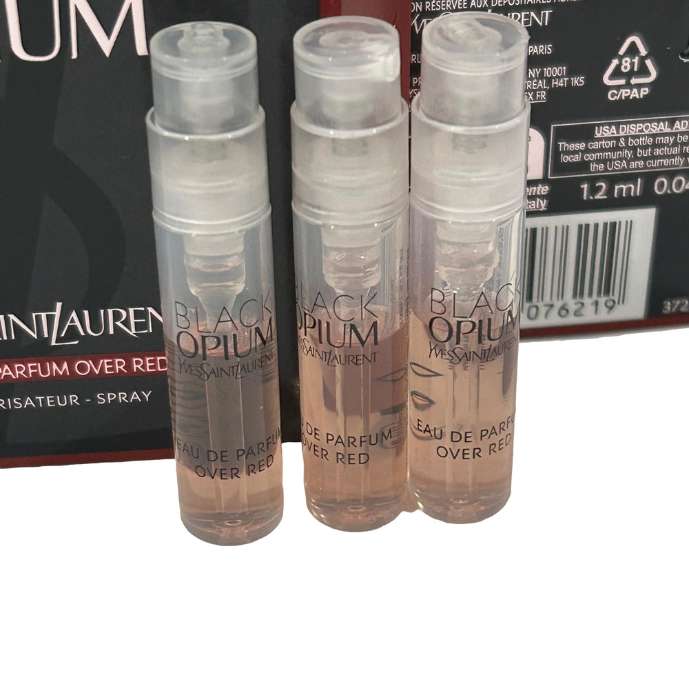 YSL Black Opium 1.2ml travel-friendly sample bottle for quick refreshment on the go.