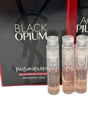YSL Black Opium 1.2ml mini bottles offer portable EDP for on-the-go scent.