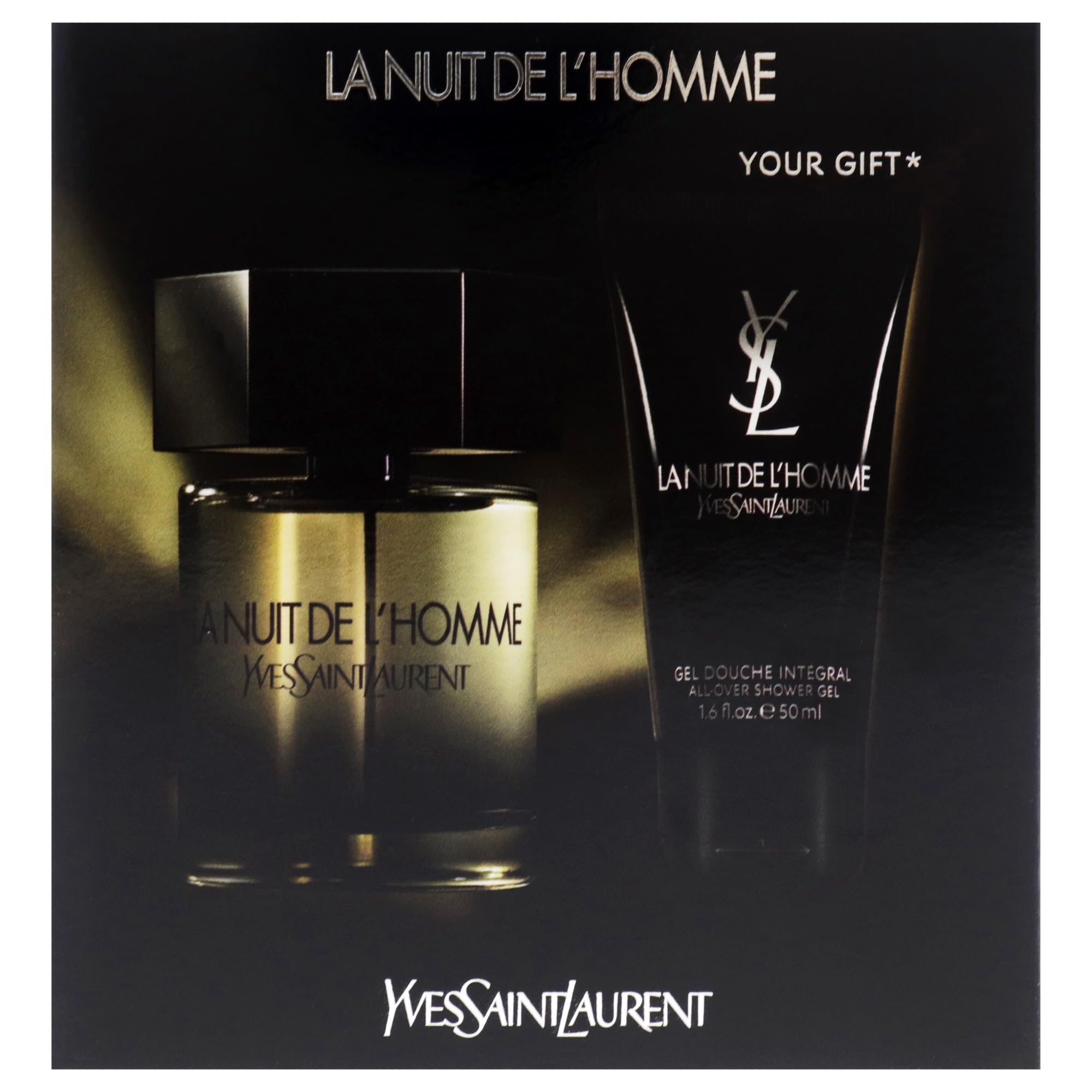 YSL La Nuit de L’Homme bottle on shelf suggesting evening wear
