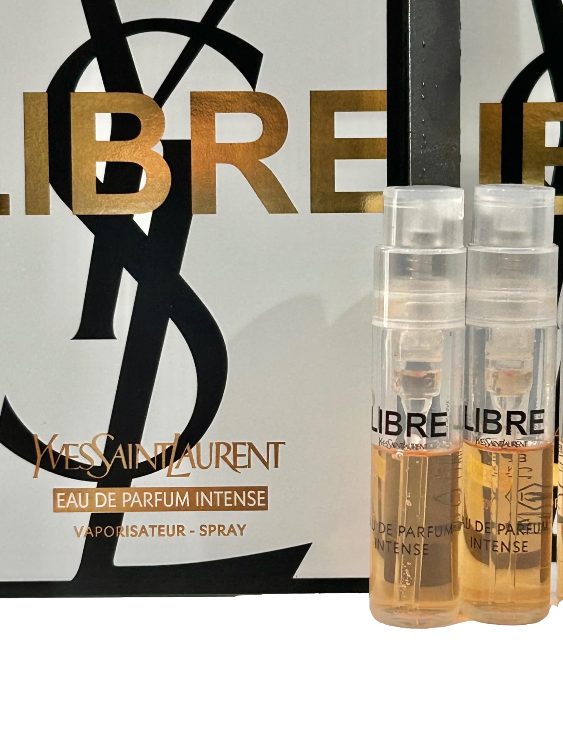 YSL Libre Intense sample vial showcasing compact perfume tester.