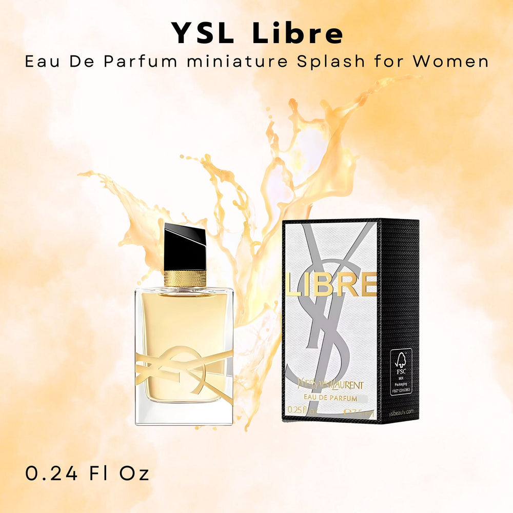 YSL Libre mini splash label emphasizes branding and gift-ready presentation.