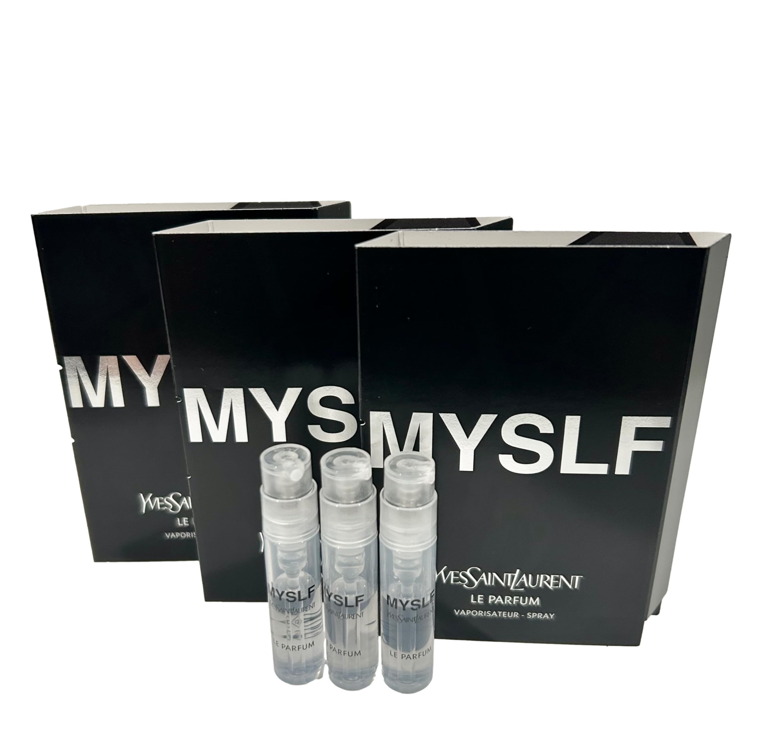 Yves Saint Laurent MYSLF LE PARFUM sample vial 1 showcases compact travel fragrance for on-the-go confidence.