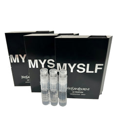 Yves Saint Laurent MYSLF LE PARFUM sample vial 1 showcases compact travel fragrance for on-the-go confidence.