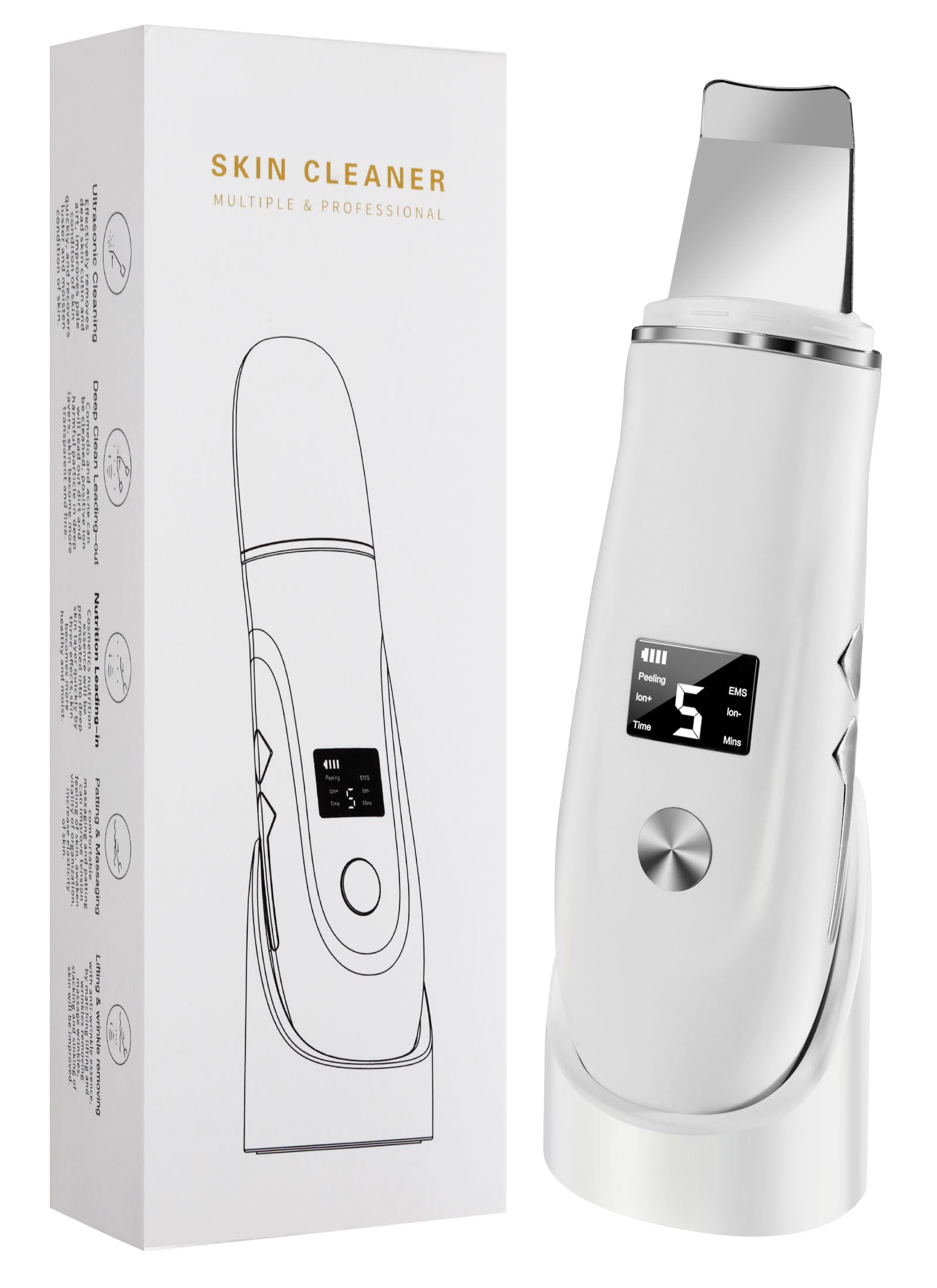 Ysxuan Skin Scrubber shown with a 3D curved spatula for deep pore cleansing.