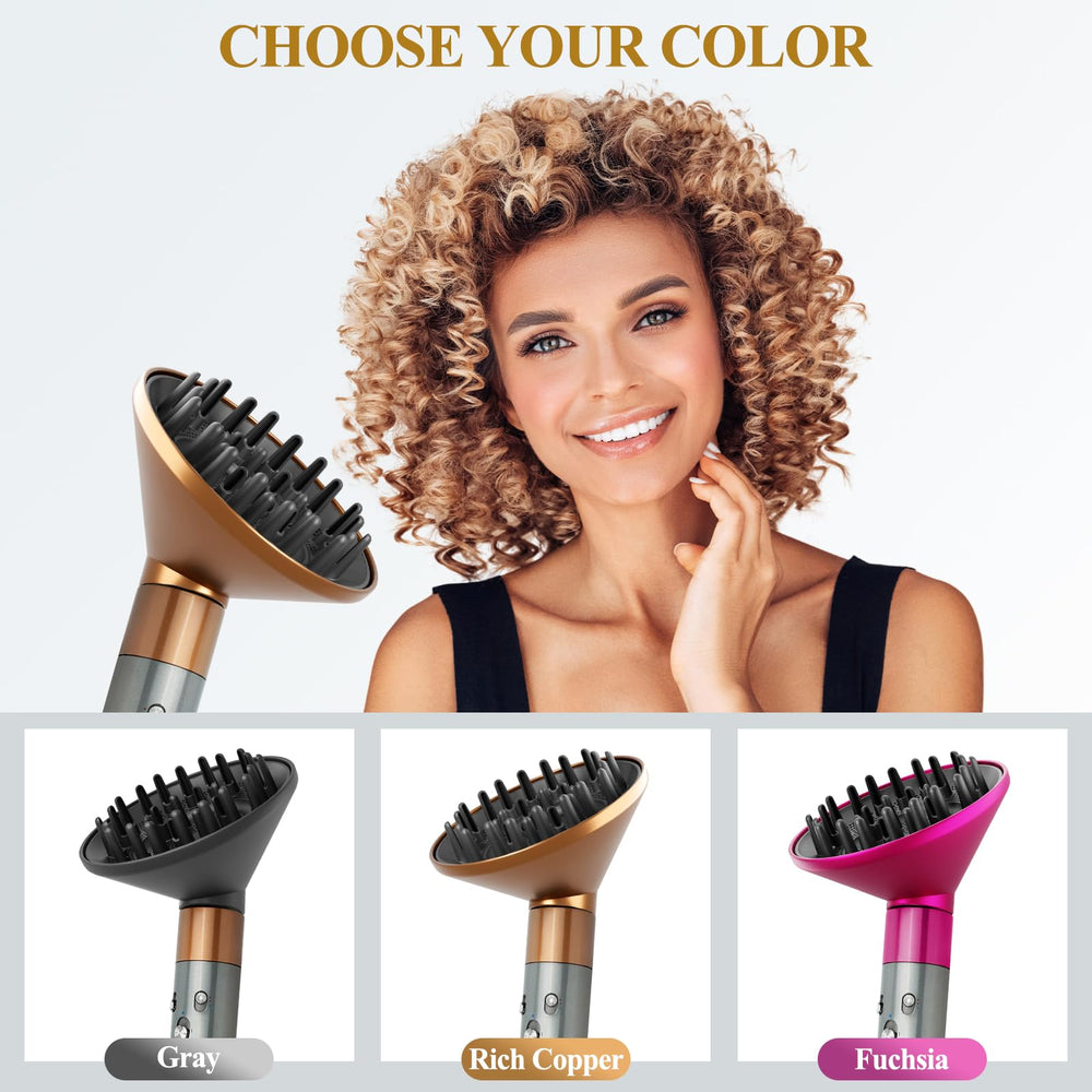 YTCHYYSK diffuser compatibility with Dyson Airwrap in gold finish.