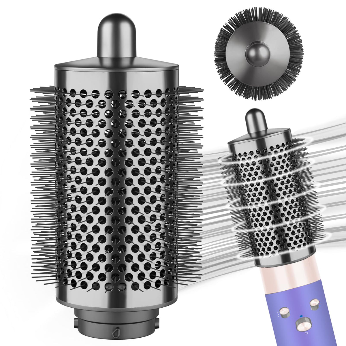YTCHYYSK large round volumizing brush for Dyson Airwrap attachment boosts curls and volume.