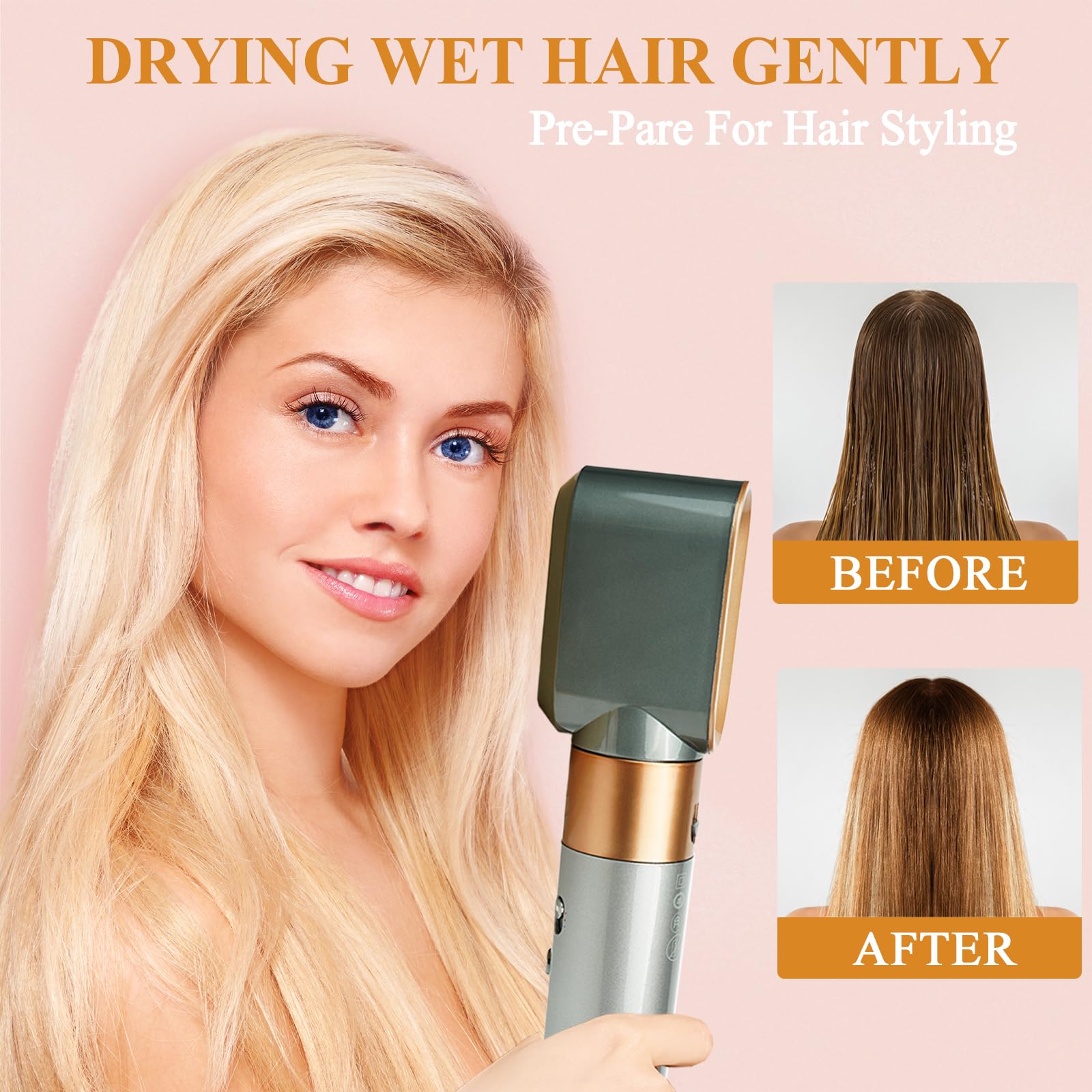 YTCHYYSK pre-styling nozzle in use shows swift drying and effortless straightening