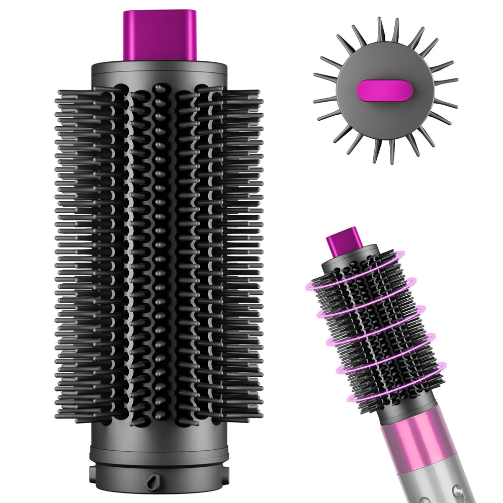 YTCHYYSK upgraded round brush attachment in rose with soft bristles for smooth volumizing styling.