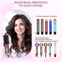 YTCHYYSK upgraded round brush attachment on Dyson Airwrap rose shows seamless fit for reliable styling.