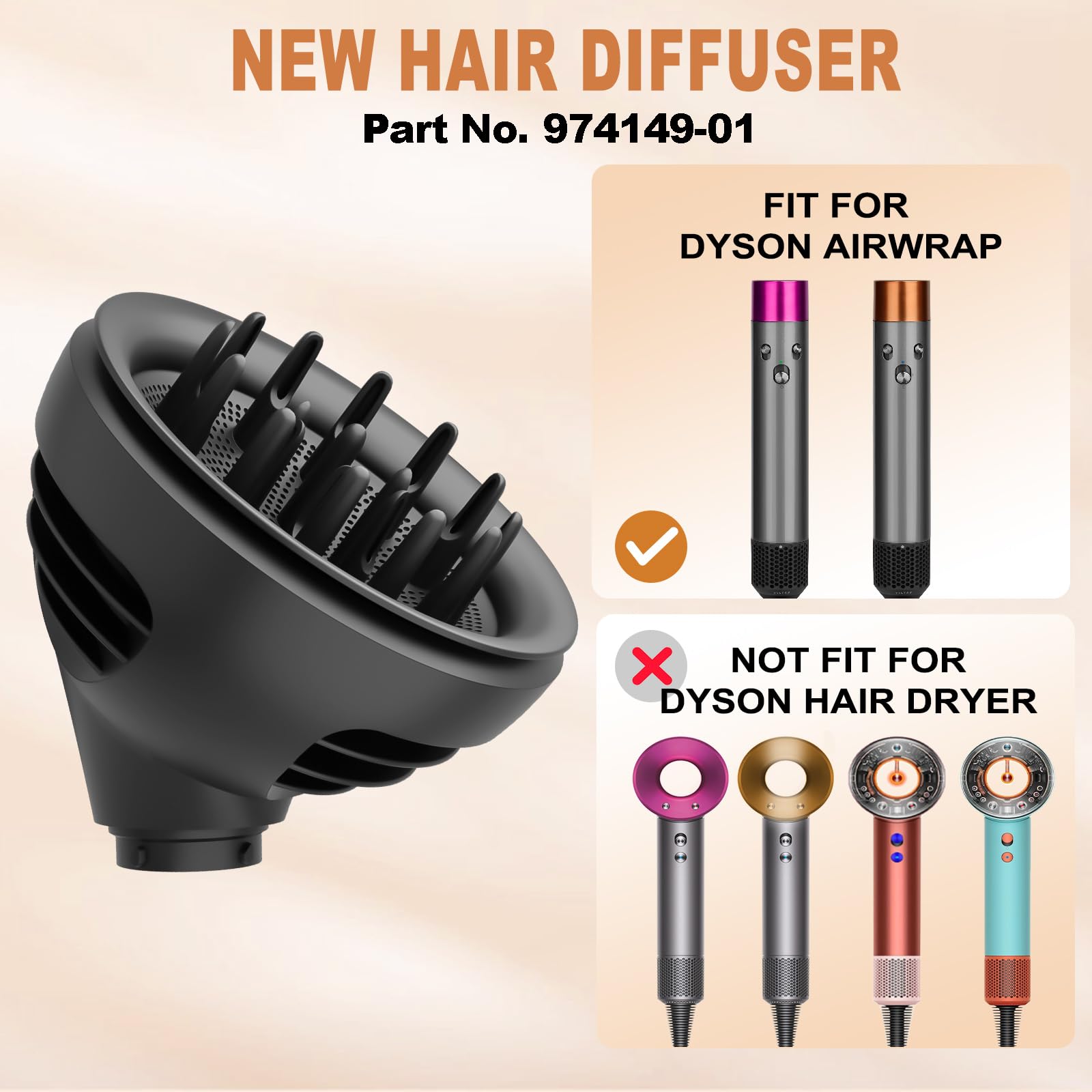 YTCHYYSK diffuser for wavy hair enhances texture during drying.