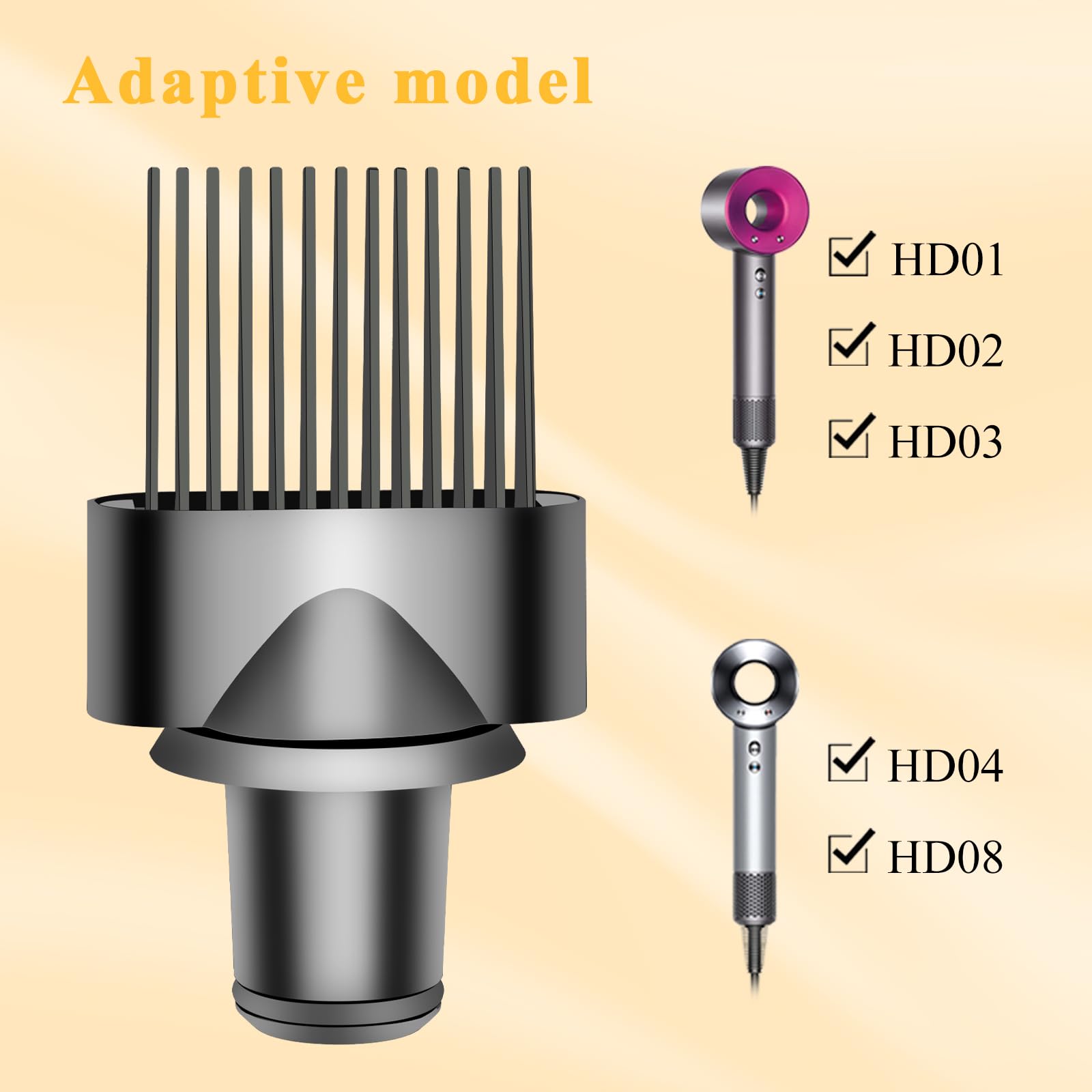 YTCHYYSK wide-tooth comb attachment for Dyson HD08 enhances texture during drying