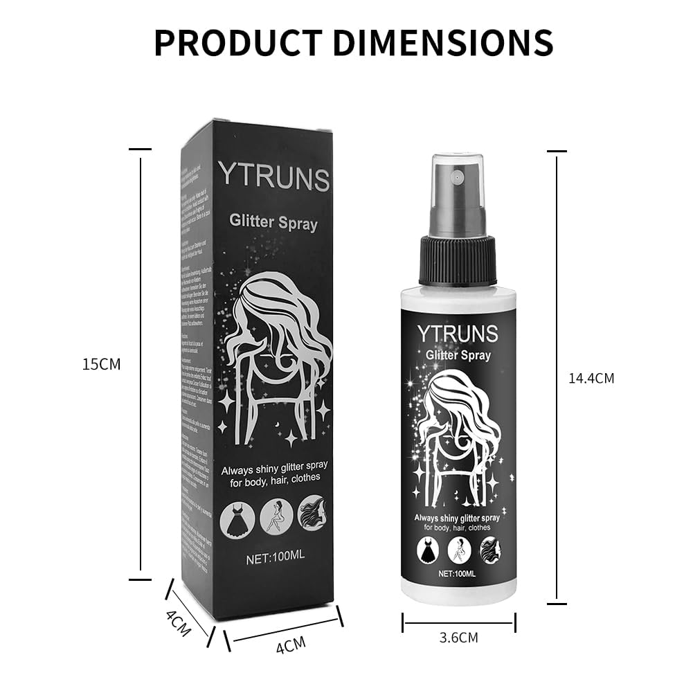 YTRUNS glitter spray on face creates dimensional glow for photos.