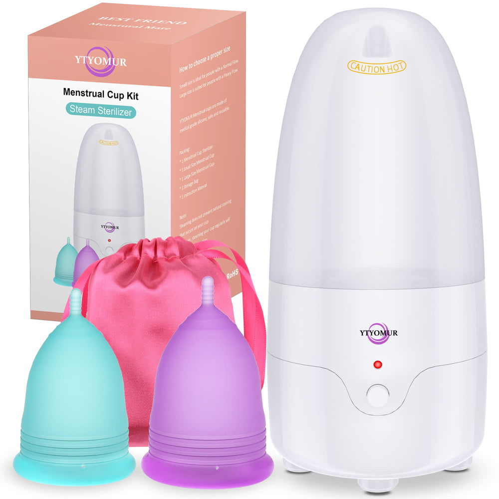 YTYOMUR menstrual cup steamer front view—compact, travel-friendly cleaner for quick sterilization