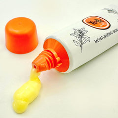 Yu-Be Moisturizing Skin Cream tube back view highlights simple, pregnancy-safe skincare.