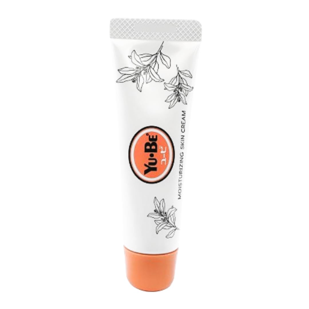 Yu-Be Moisturizing Skin Cream tube packaging shows premium hydration for face and body.