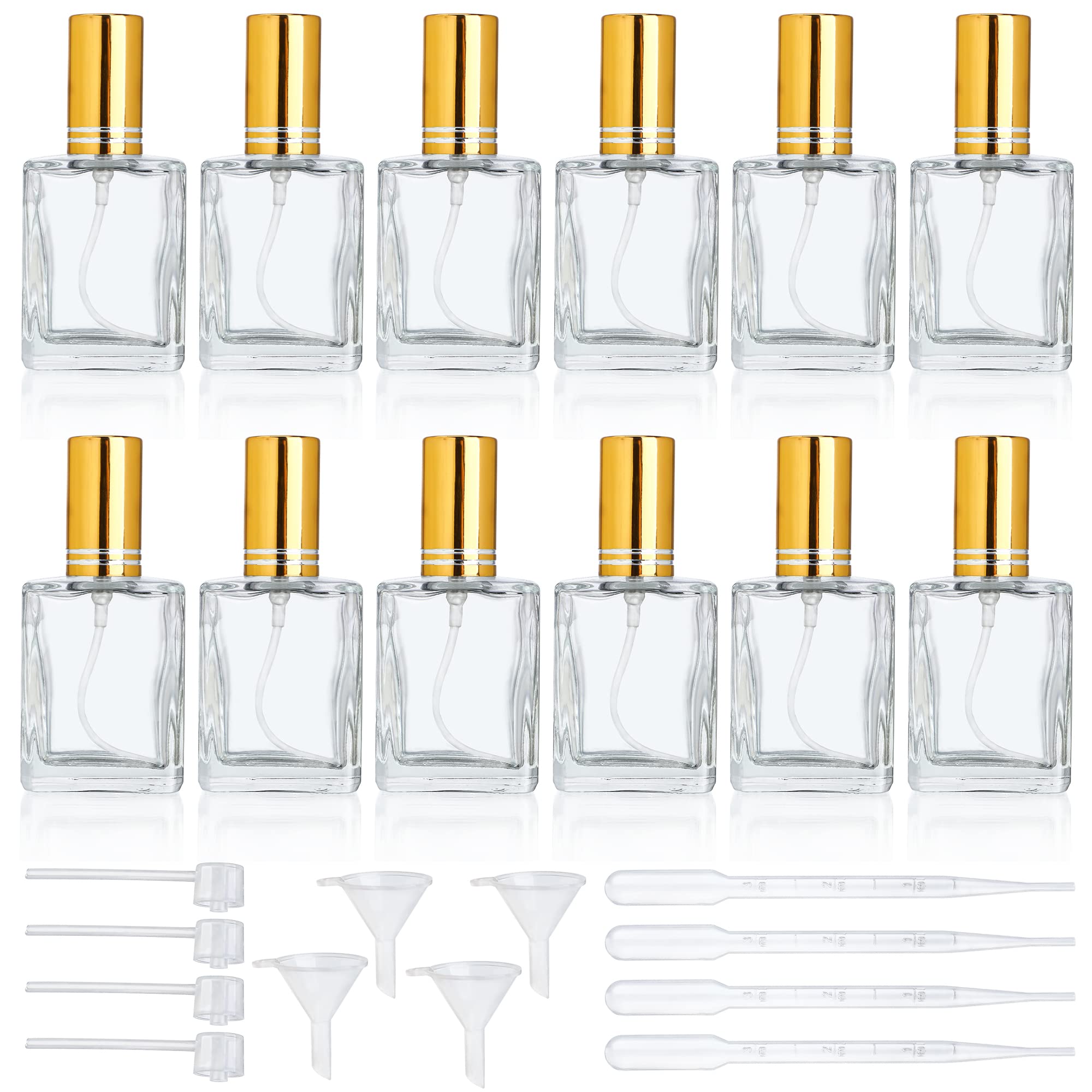 YU FENG 12pcs clear perfume spray bottles 15ml glass for travel-ready fragrance storage.