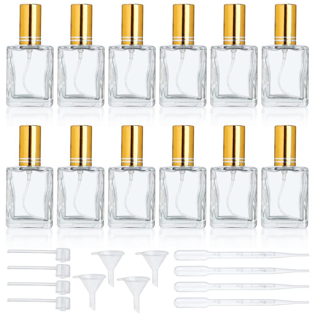 YU FENG 12pcs clear perfume spray bottles 15ml glass for travel-ready fragrance storage.