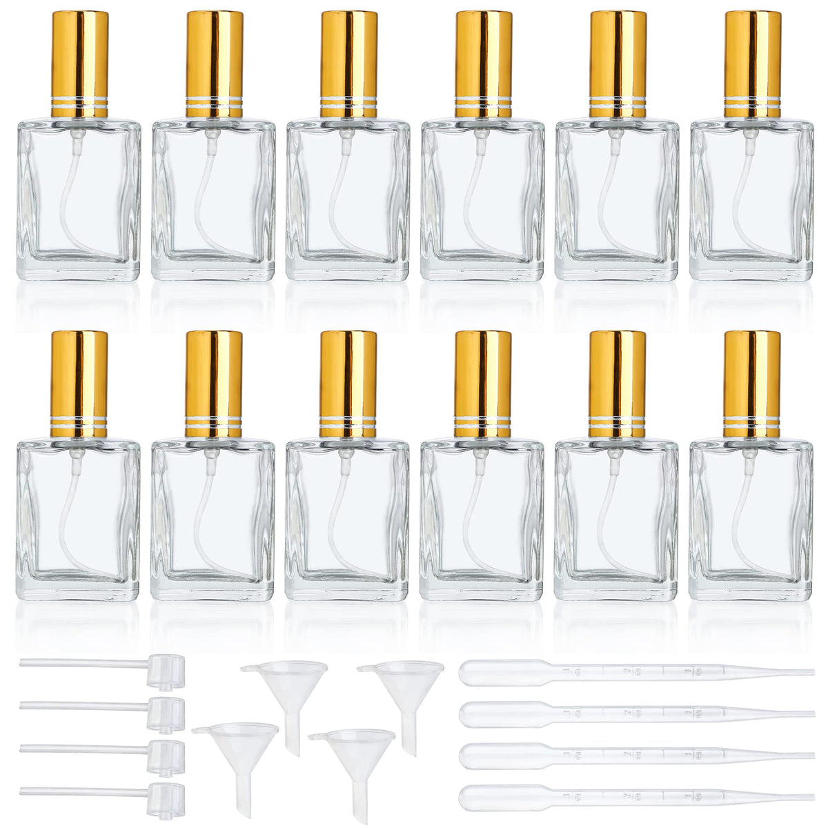 YU FENG 12pcs clear perfume spray bottles 15ml glass for travel-ready fragrance storage.