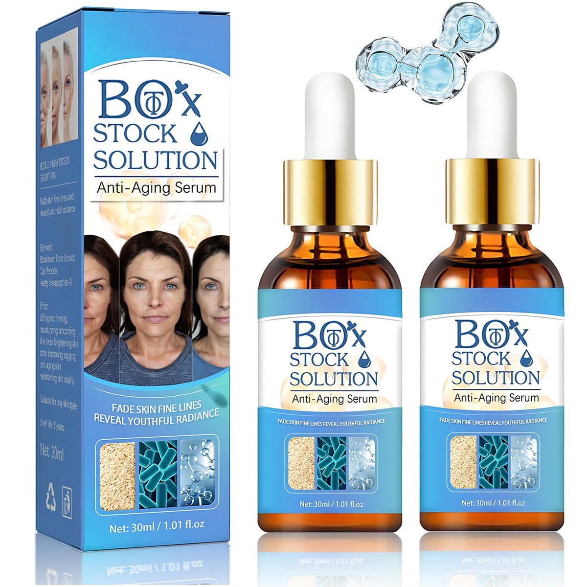 Yuanyuuo 2Box Stock Solution Serum bottle front view for daily hydrating skincare.