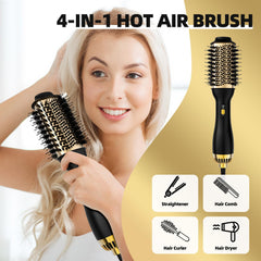 Yucafy hot air brush demonstrates comb function for detangling and styling.
