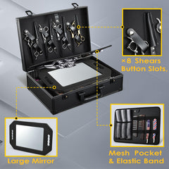 Yueieoun Barber Accessory Case bottom compartment with adjustable dividers for clippers and guards.