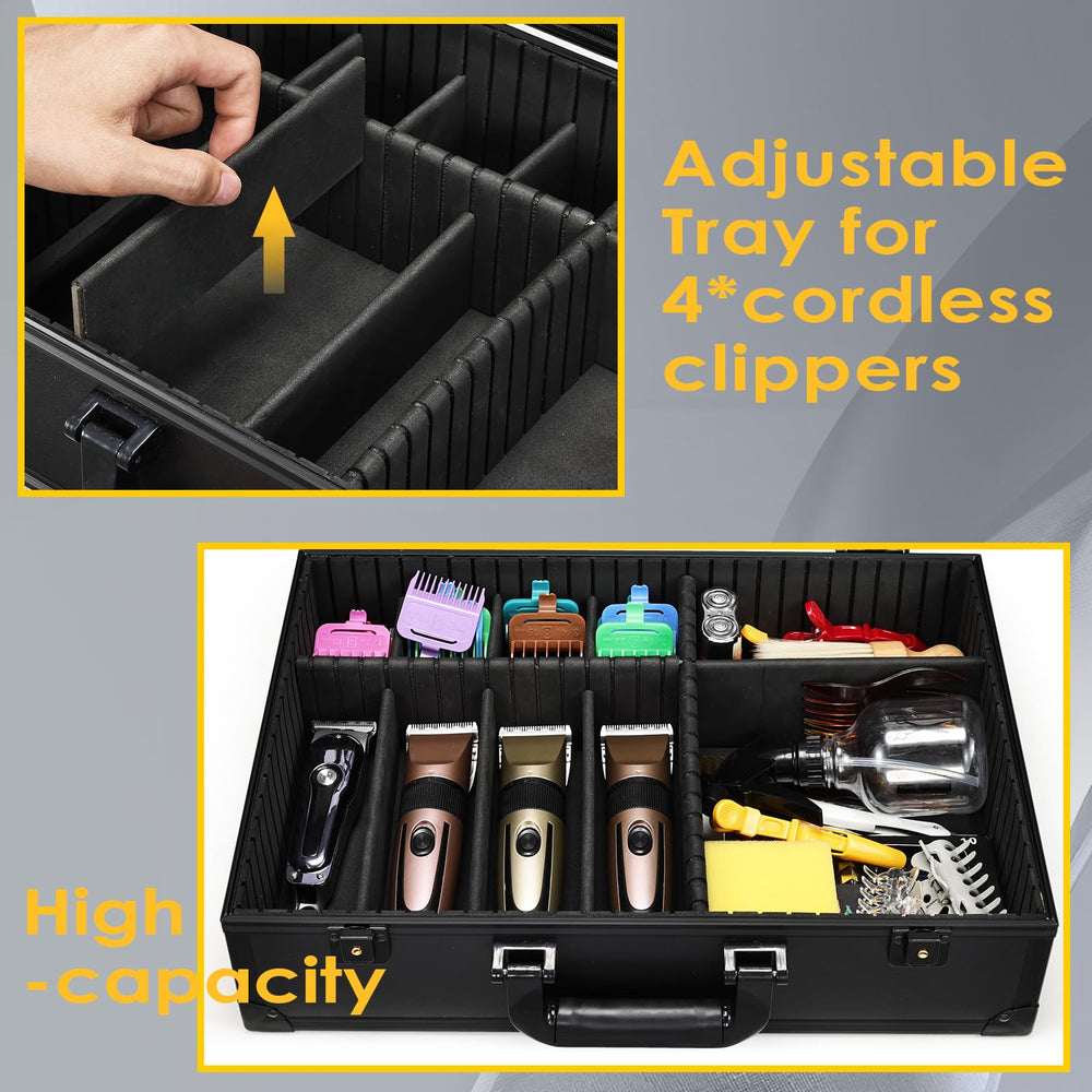 Yueieoun Barber Accessory Case removable mirror for client demonstrations during service.