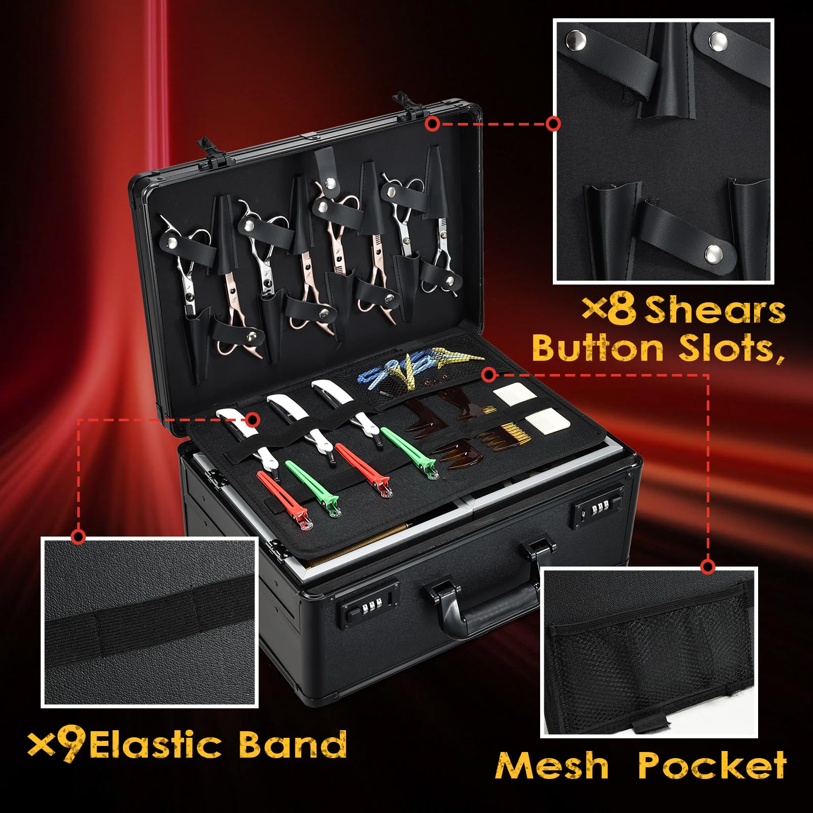 Yueieoun Barber Case bottom compartment holding extra tools