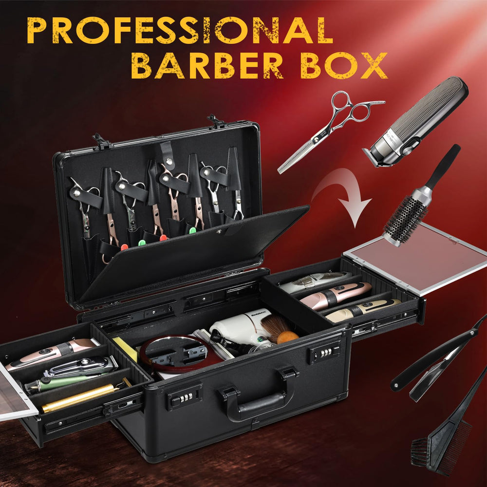 Yueieoun Barber Case clear lids protecting tools while displayed