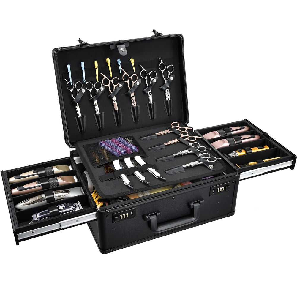 Yueieoun barber case side view highlights secure storage for tools on the go.