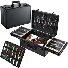 Yueieoun Barber Case sliding tray with six clippers organized for quick access