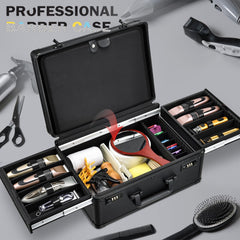 Yueieoun barber case top view shows accessible trays for quick tool access.