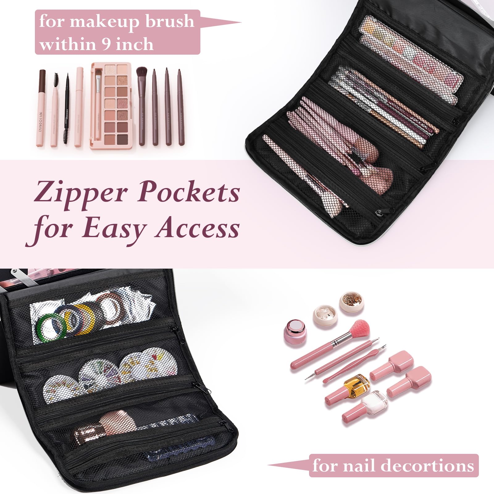 Yueieoun makeup case with luggage sleeve for seamless travel