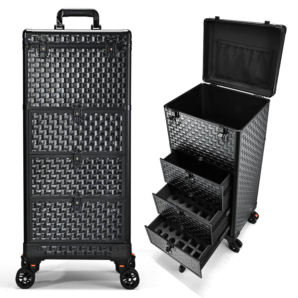 Yueieoun salon cart front view with accessible three-drawer storage for on-the-go beauty work