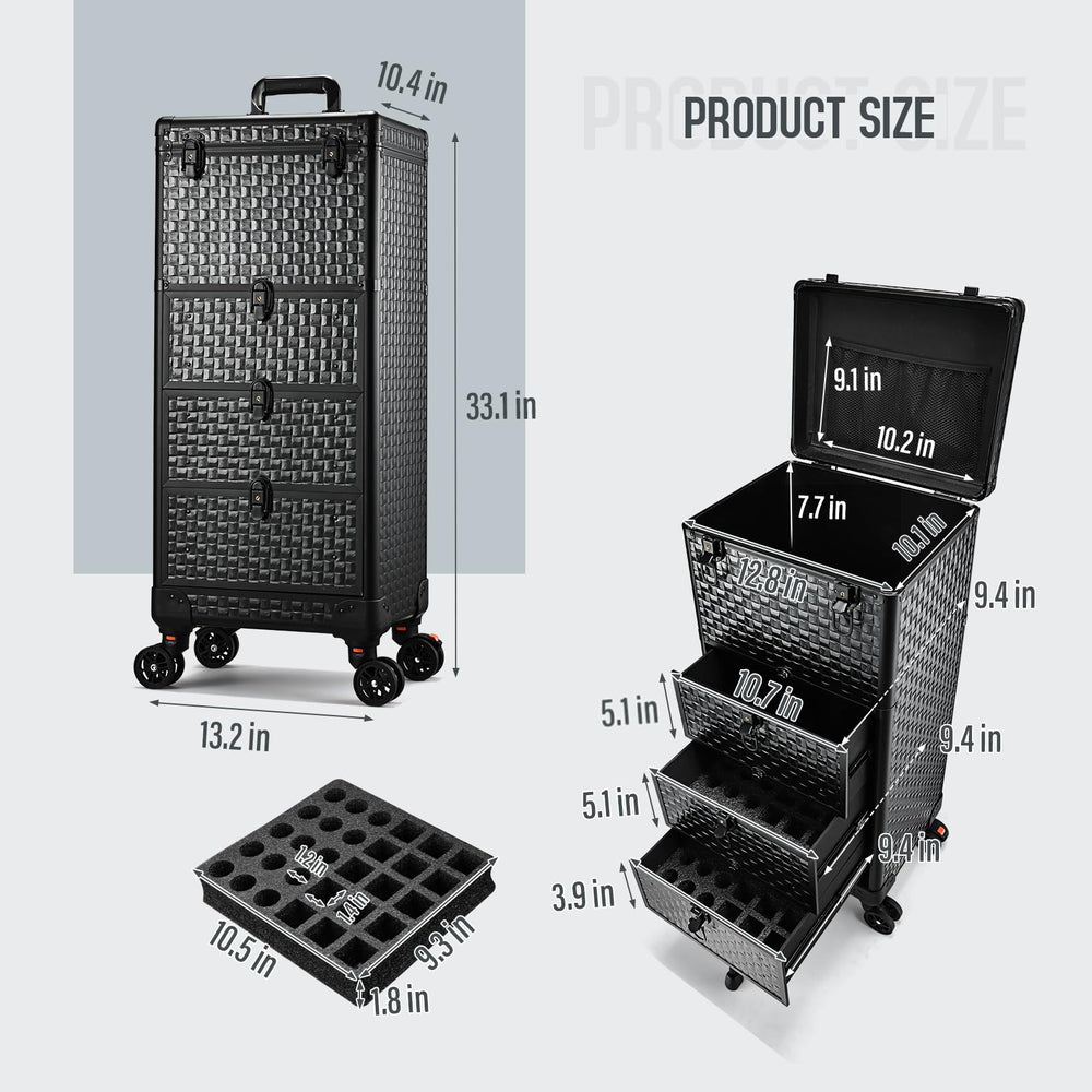 Yueieoun salon cart in use demonstrates efficient transport of makeup and tools