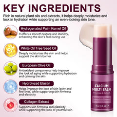YUEPLATTNMAY Calcium Volume Multi Balm applied to face provides a smooth makeup base.