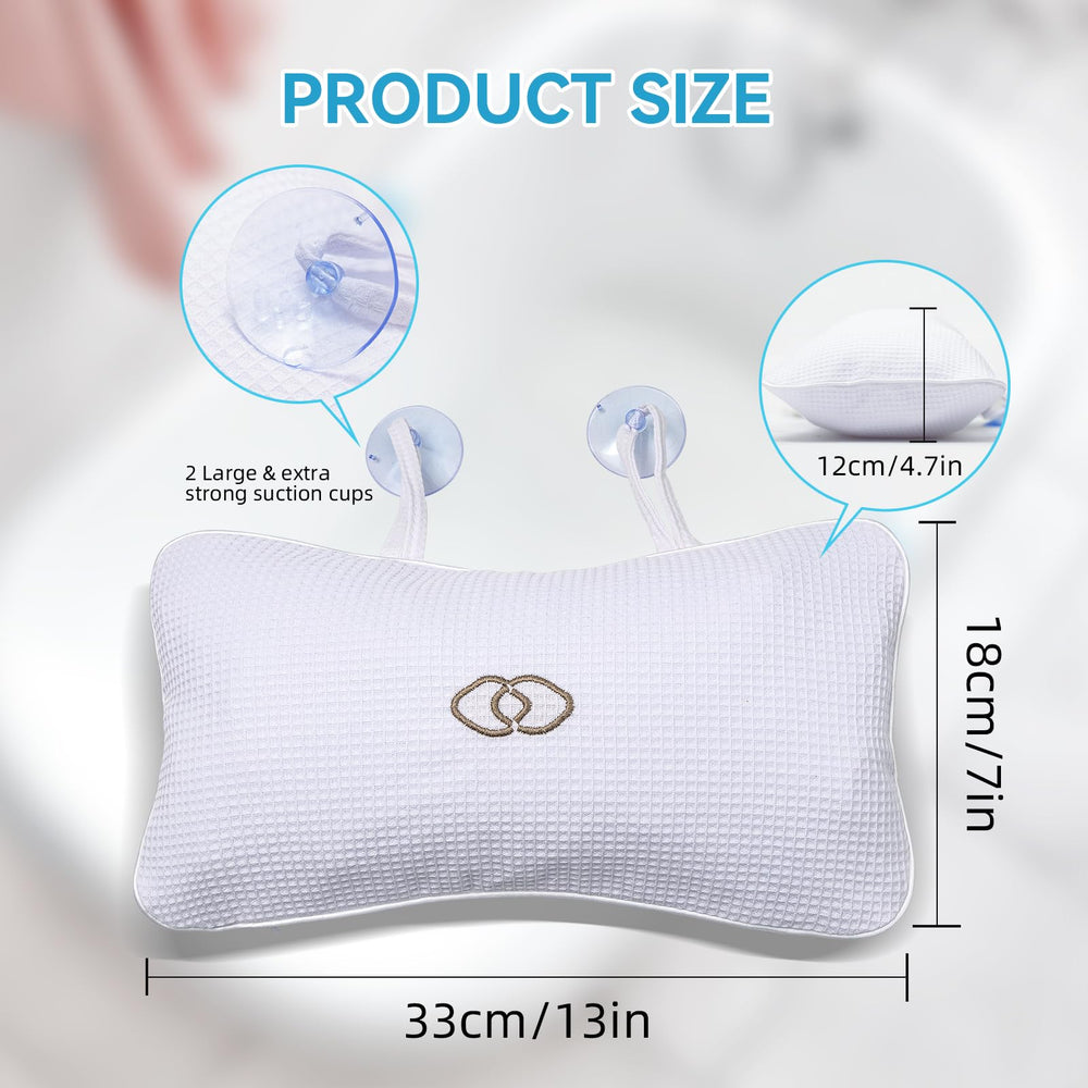 YUET bathtub pillow with strong suction cups stays in place for relaxing soaks.