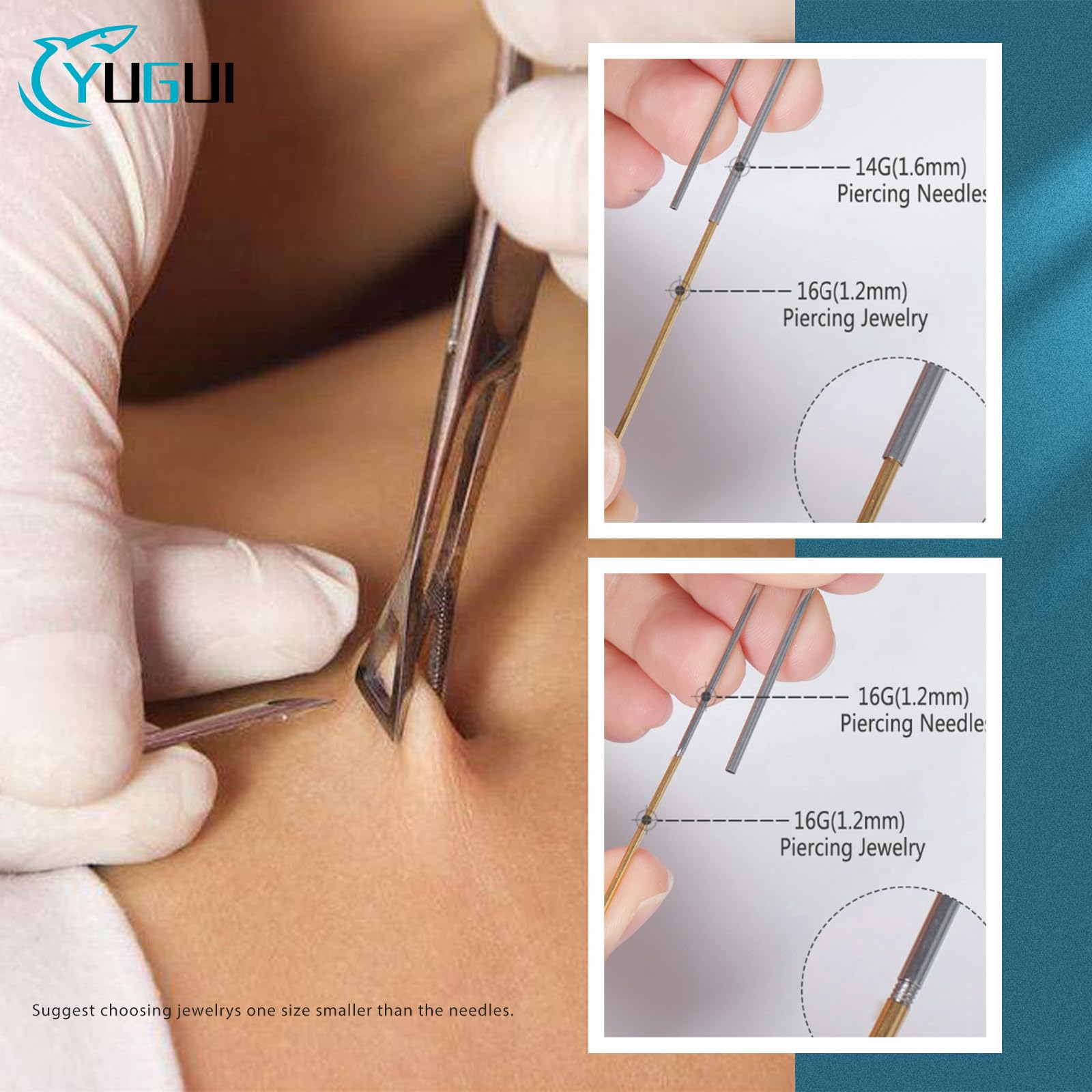 Yugui 316L stainless steel needles offer durability and smooth piercing.