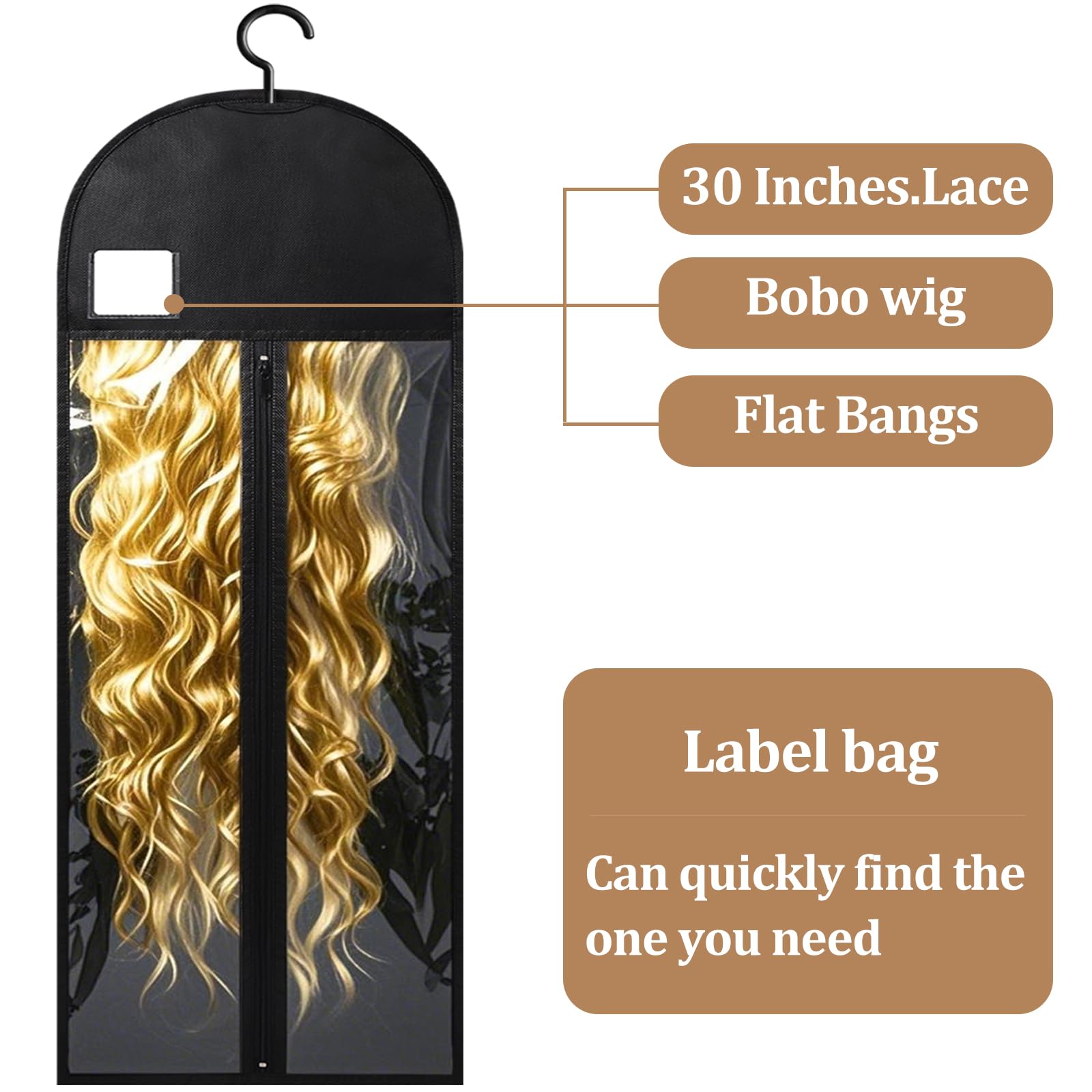 Yujiash wig storage bags include label papers for easy organization and quick selection.