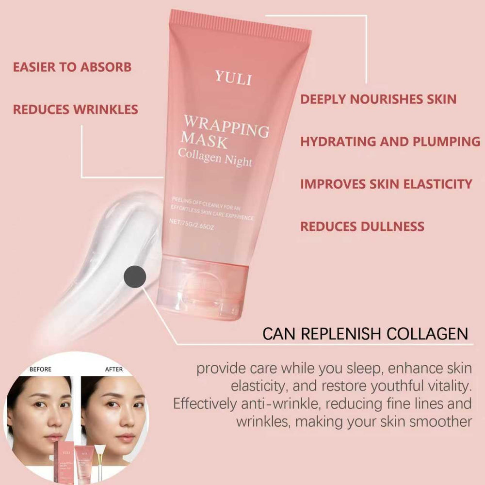 YULI collagen night-firming mask on face before sleep for nourishing care