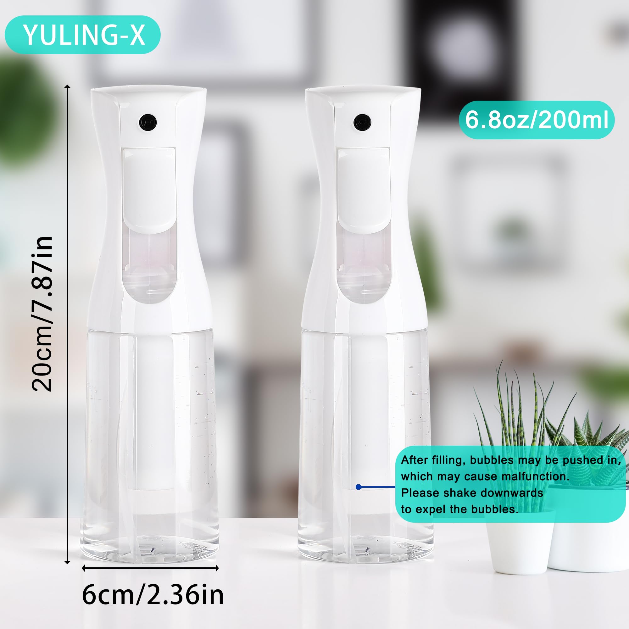 YULING-X spray bottle ultra-thin-mist delivers wide coverage for hair styling and plant care.