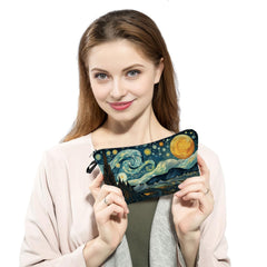 YULUENZE Starry Night makeup bag compact size fits cosmetics and toiletries.